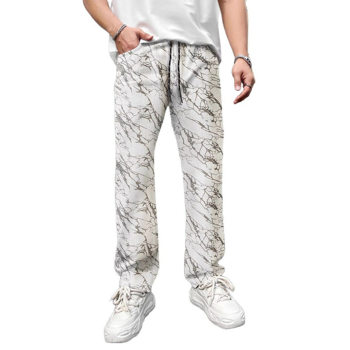 Men's casual leisure pants with elastic waistband and fashionable pattern Lisslune