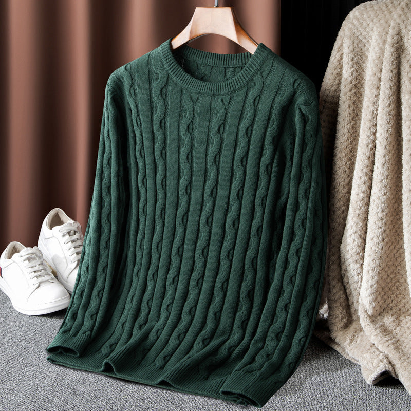 Men's Fashionable Knitted Sweater with Cable Pattern Lisslune