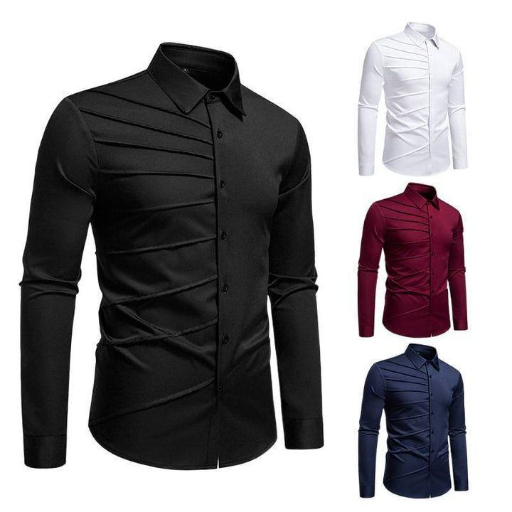 Men's Fashion Long Sleeve Shirt with Textured Design Lisslune