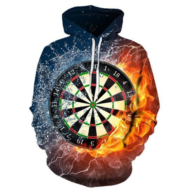 Men's hooded shirt with vibrant tiger design and fiery accents Lisslune