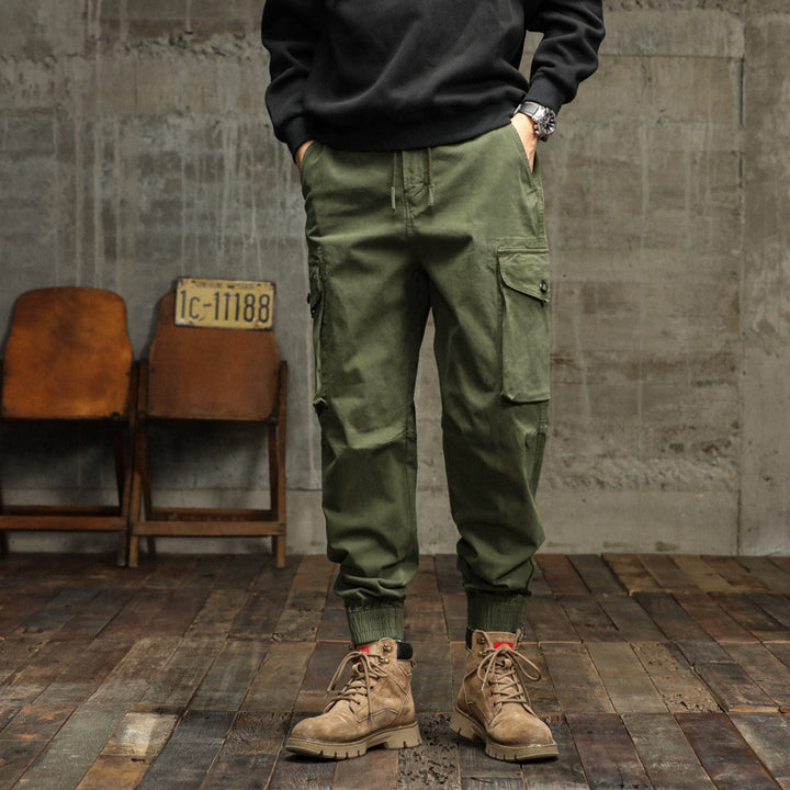 Men's cargo pants with elastic waistband and practical side pockets Lisslune