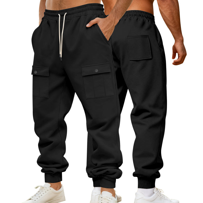 Men's cargo joggers with elastic waistband and functional pockets Lisslune