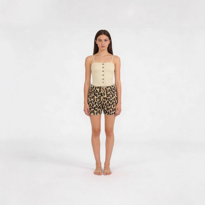 Women's Casual Leo Shorts with Frayed Hem and High Pockets Lisslune