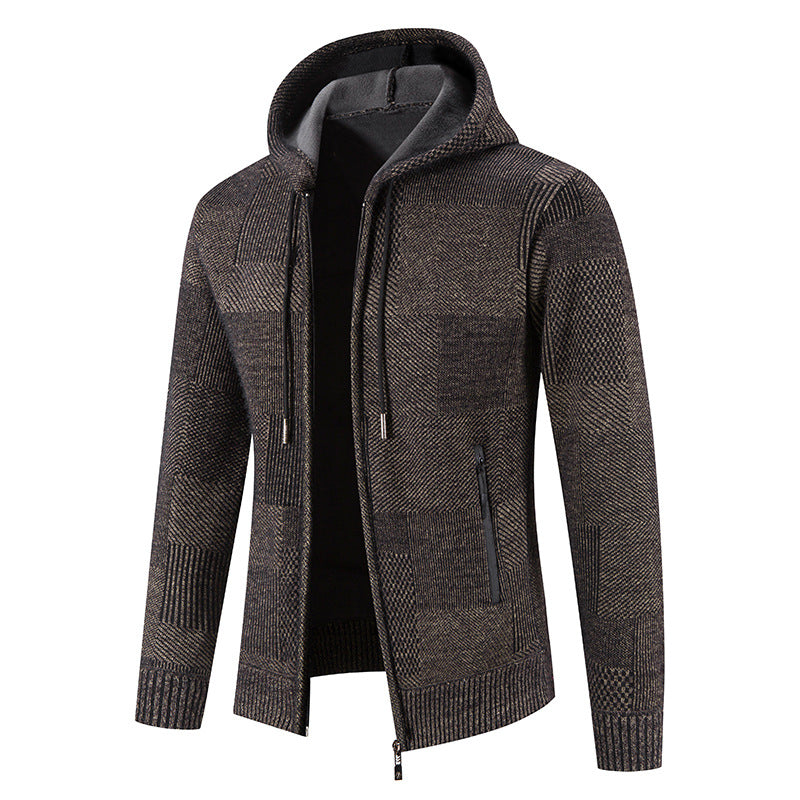 Men's cardigan with hood and modern structural elements Lisslune