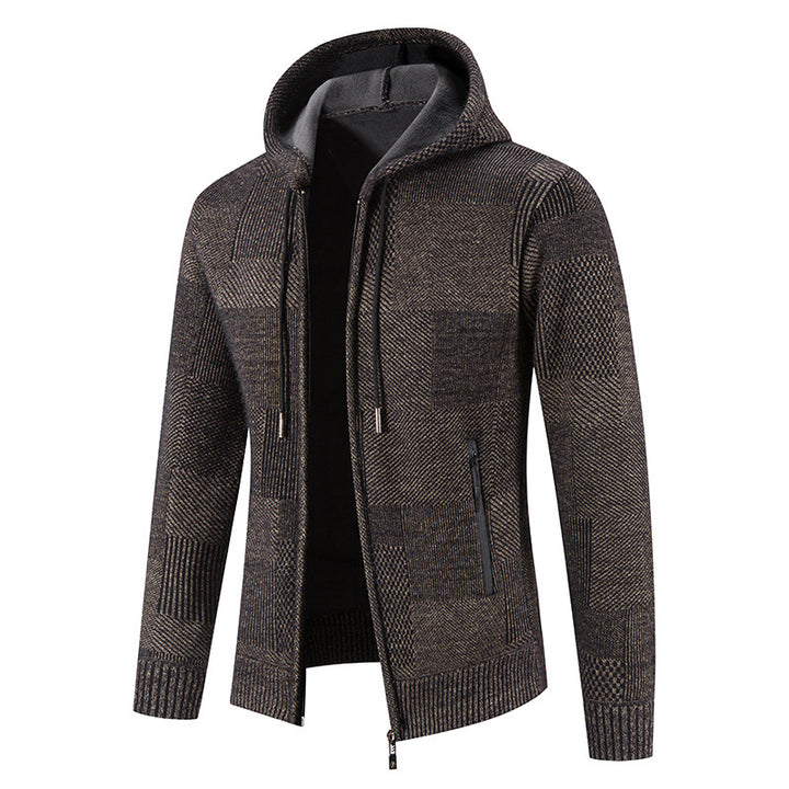 Men's cardigan with hood and modern structural elements Lisslune