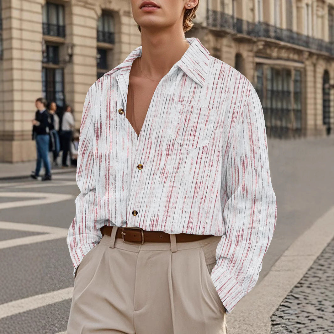 Men's casual long sleeve shirt with modern texture and stylish buttons Lisslune