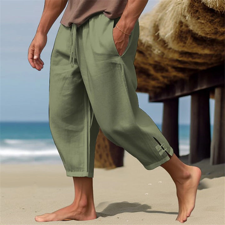 Men's loose beach pants with breathable material and elastic waistband Lisslune