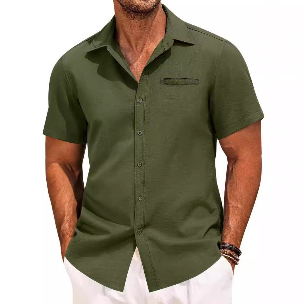 Men's short-sleeve shirt with classic collar and practical chest pocket Lisslune