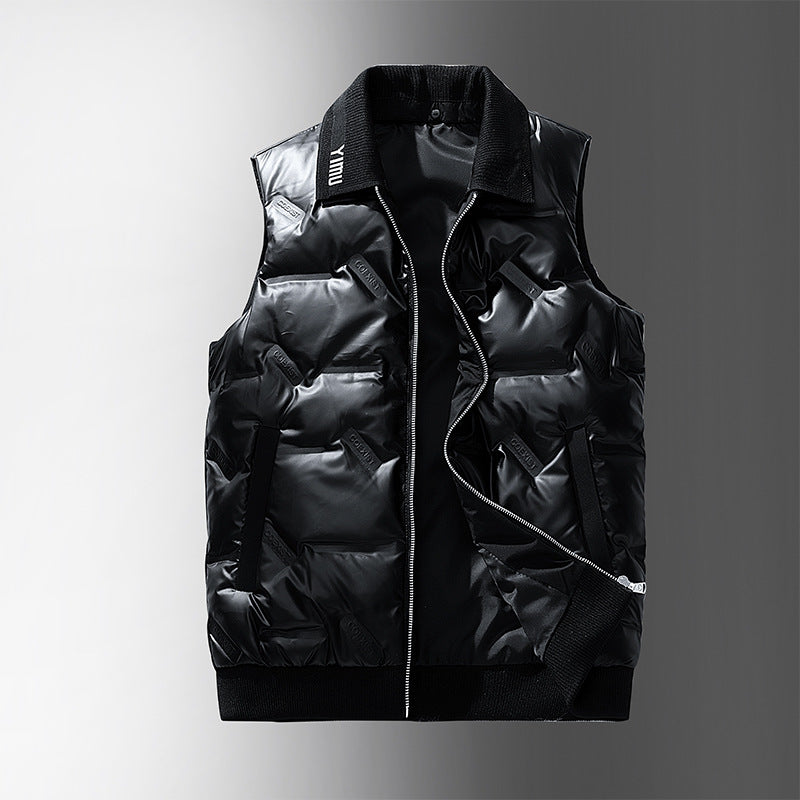 Men's Padded Quilted Vest with Shiny Lining and Practical Pockets Lisslune