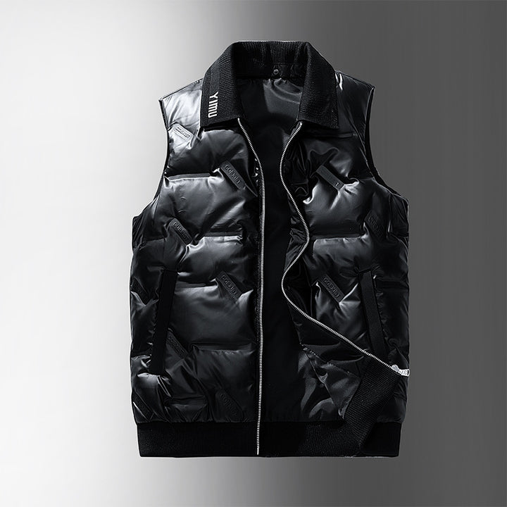 Men's Padded Quilted Vest with Shiny Lining and Practical Pockets Lisslune