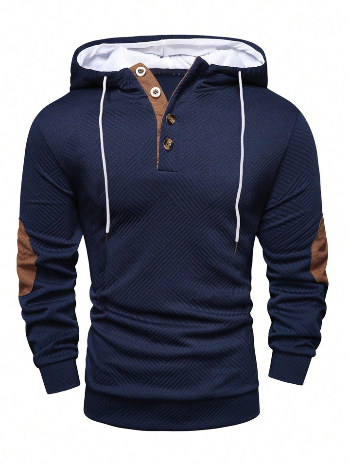 Men's sporty hooded sweatshirt with unique structural design and fashionable accents Lisslune