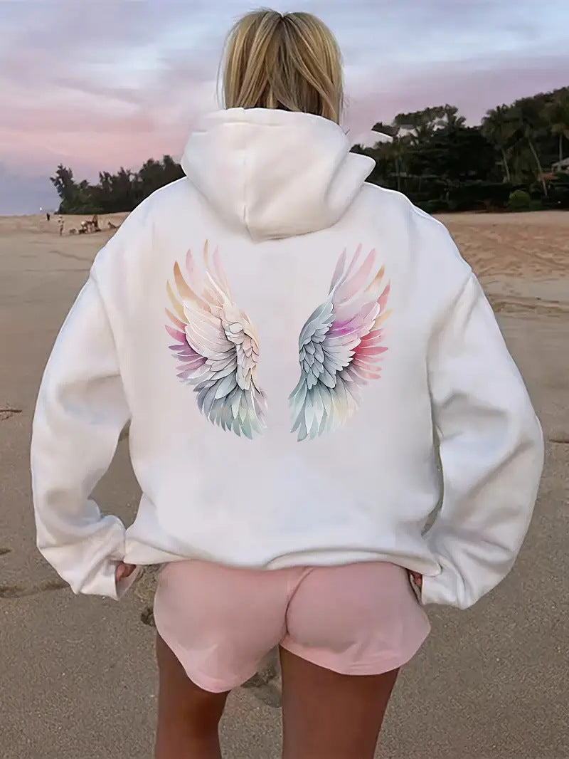 Women's hoodie sweatshirt with imaginative wing motif Lisslune