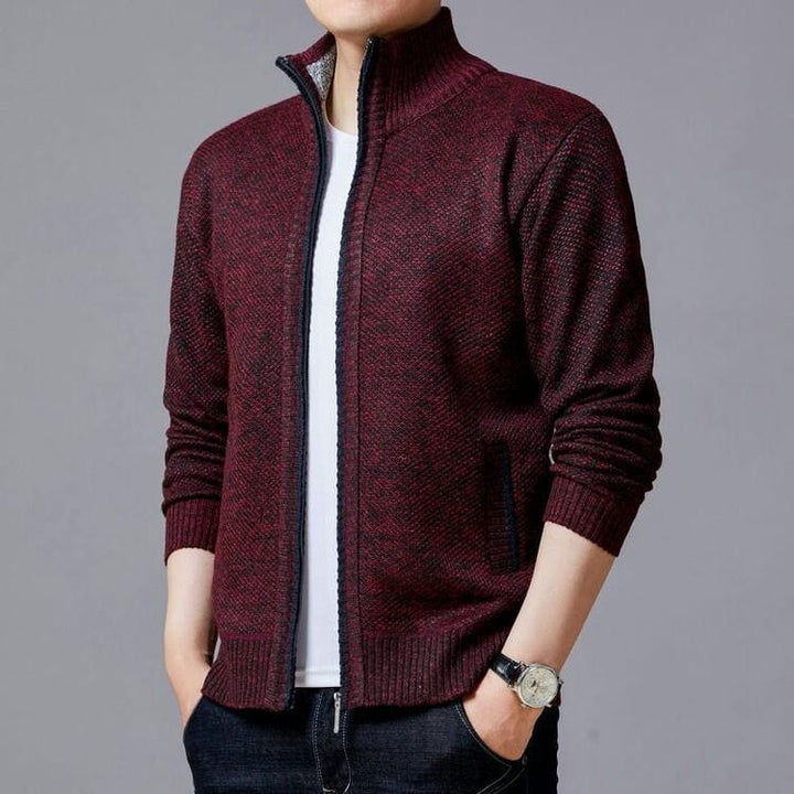 Men's cardigan with modern zipper and high collar Lisslune