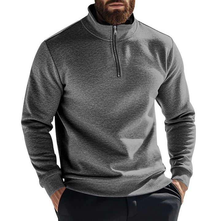 Men's fleece pullover with high collar and half zipper Lisslune