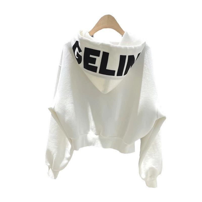 Women’s cropped hoodie with a casual cut and elastic cuffs