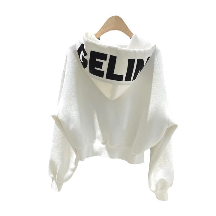 Women’s cropped hoodie with a casual cut and elastic cuffs