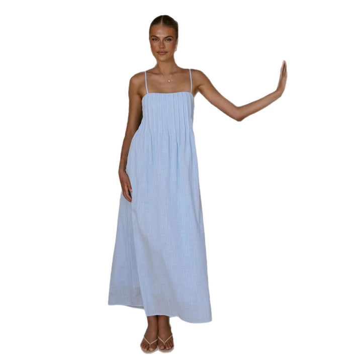 Women's maxi dress with gathered bodice and spaghetti straps Lune London
