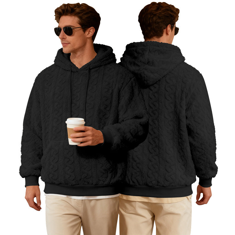 Men's Cozy Hoodie with Textured Fleece Lisslune