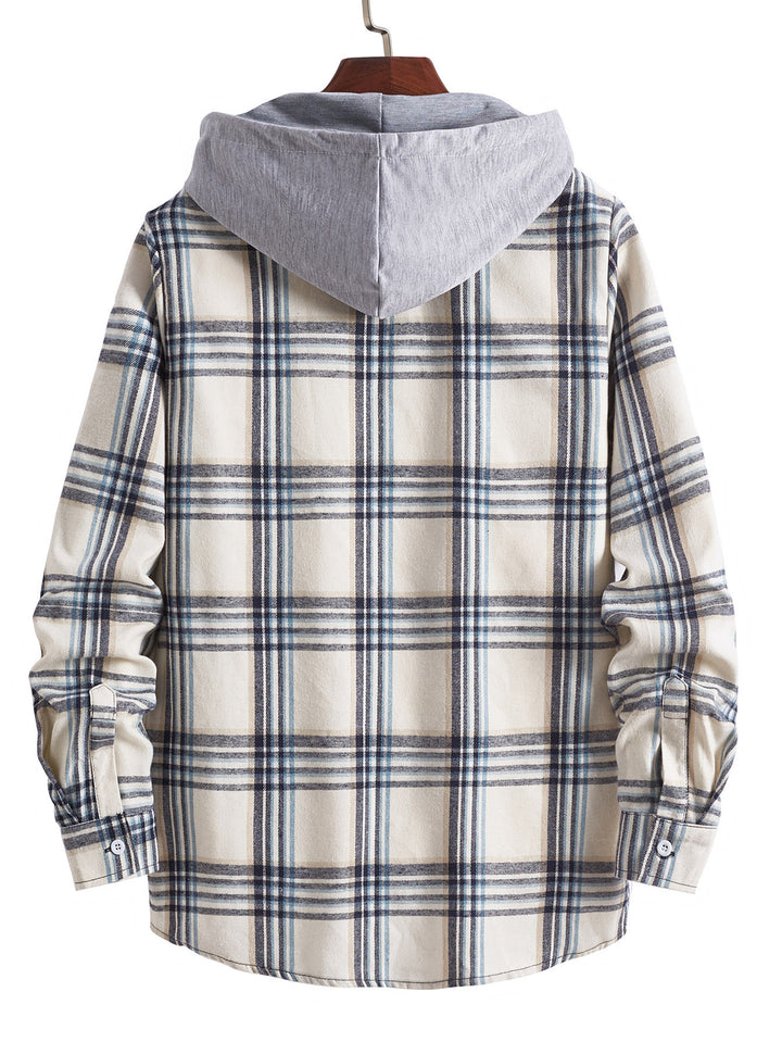 Men's transitional blouse with hood and checkered design Lisslune