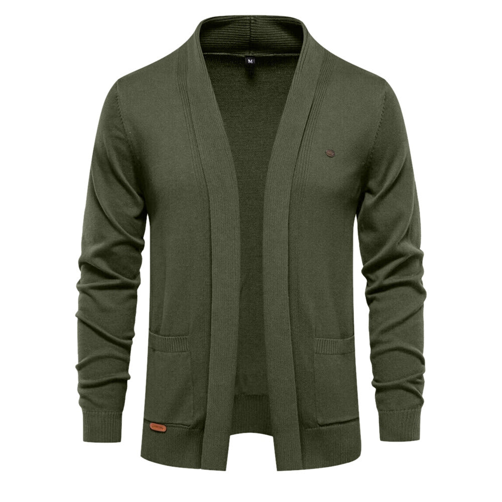 Men's comfortable cardigan with open collar and practical pockets Lisslune