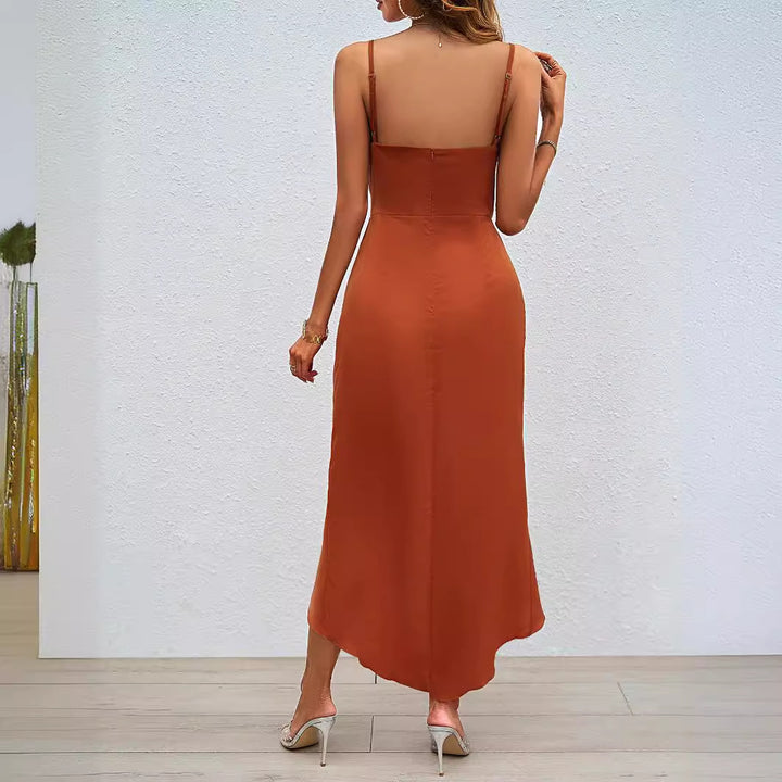 Women's midi dress with sophisticated wrap design and adjustable straps Lisslune