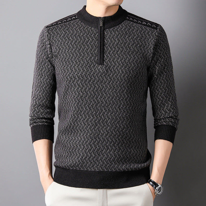 Men's High-Quality Sweater with Fine Zipper and Graphic Pattern Lisslune