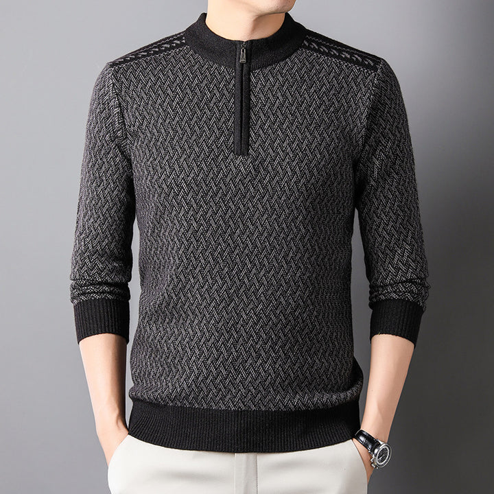 Men's High-Quality Sweater with Fine Zipper and Graphic Pattern Lisslune
