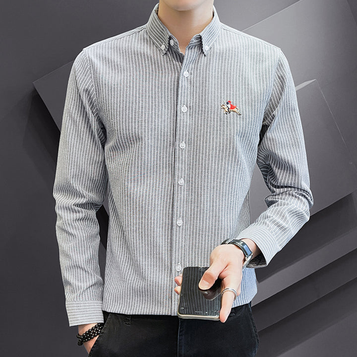 Men's checked leisure shirt with elegant standing collar Lisslune