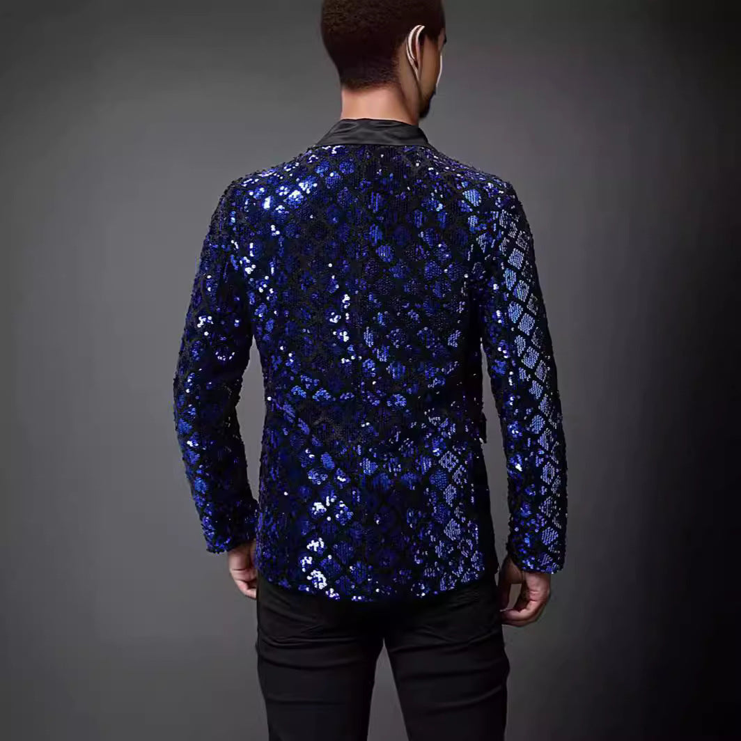 Men's elegant sequin blazer with satin lapels Lisslune