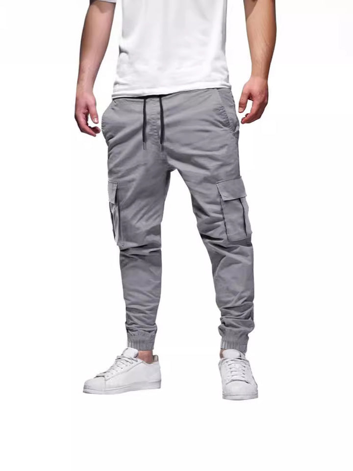 Men's Casual Cargo Pants with Elastic Waistband and Practical Pockets Lisslune