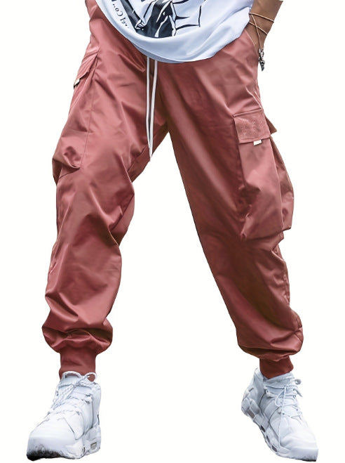 Men's casual utility pants with practical pockets and elastic hem Lisslune
