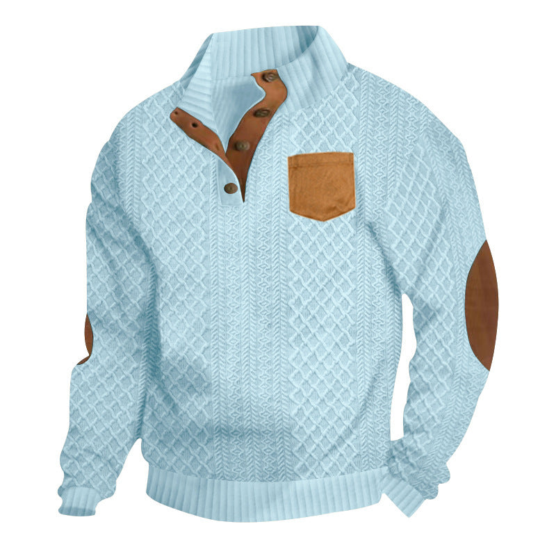Men's chunky knit pullover with modern leather details Lisslune