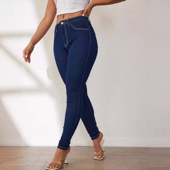 Women's Slim Fit Jeans with High Waist and Stretch Fabric Lisslune