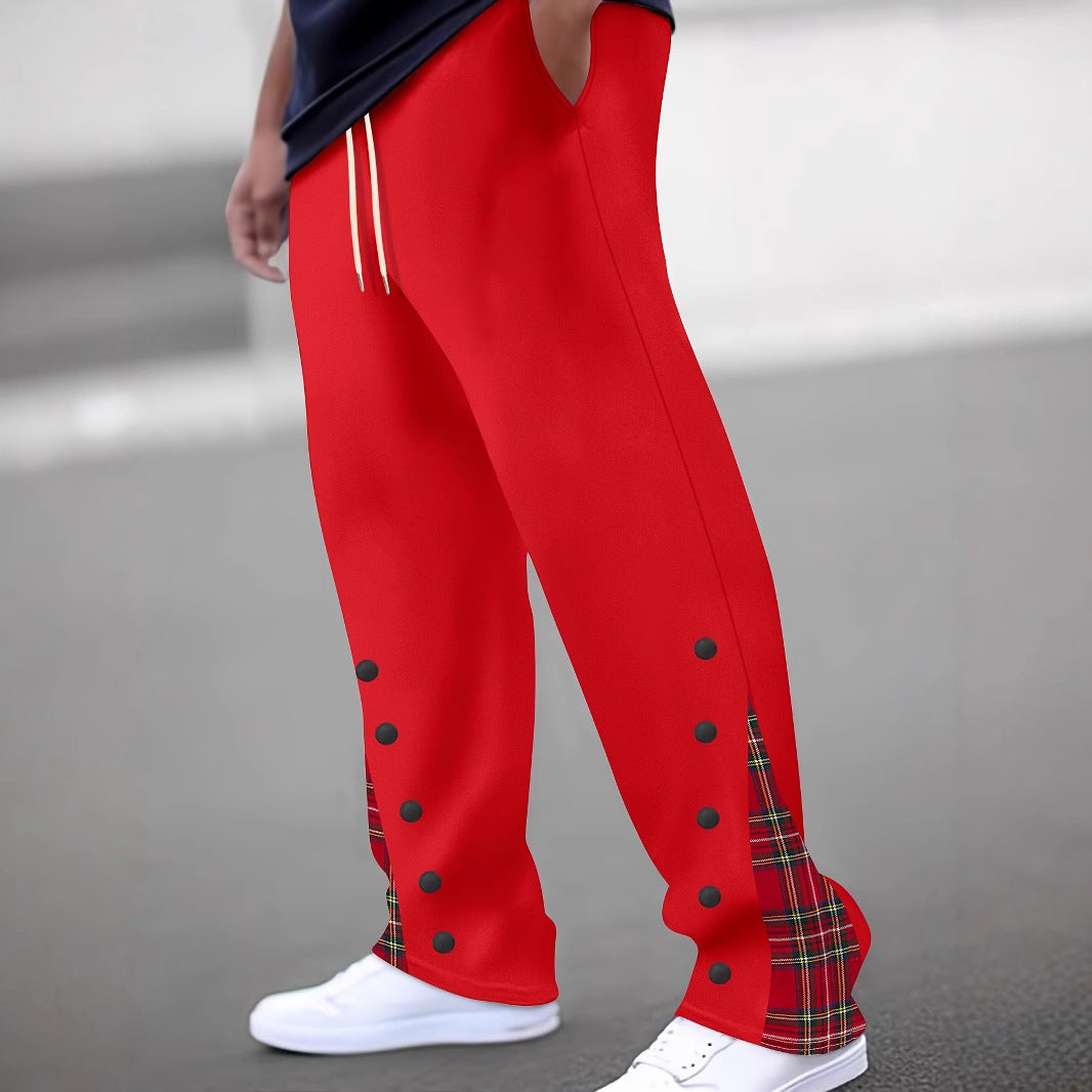 Men's Sporty Jogging Pants with Contrasting Snap Buttons and Breathable Fabric Lisslune
