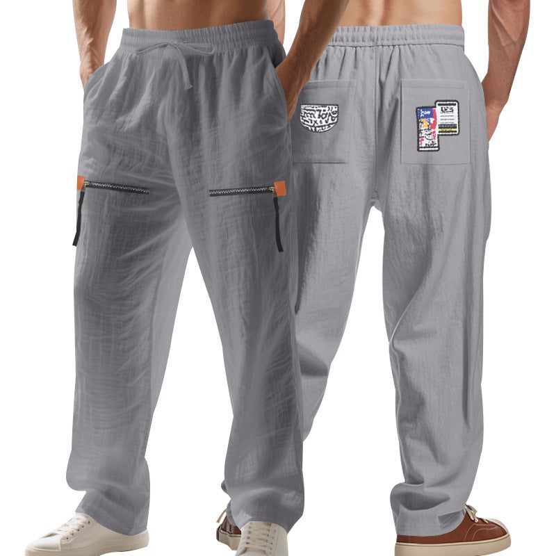 Men's urban-style leisure pants with pockets and elastic waistband Lisslune