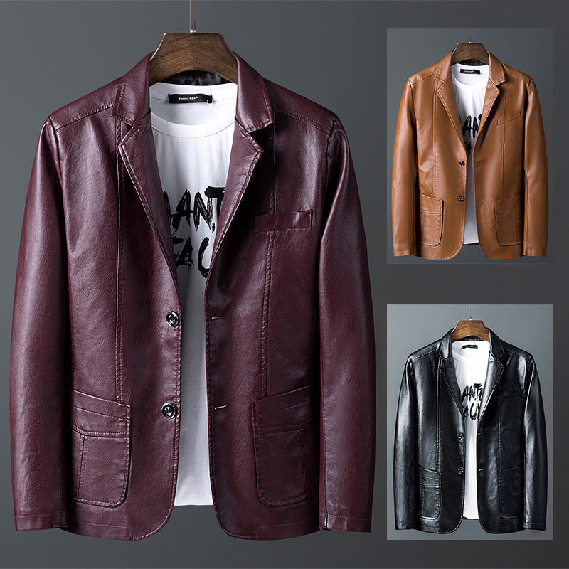 Men's fashionable synthetic leather jacket with practical cut and stylish details Lisslune