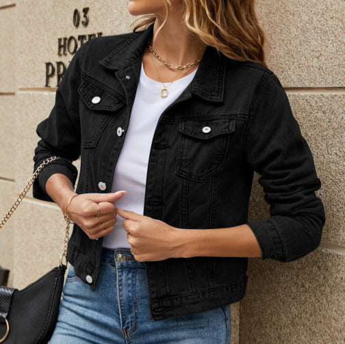 Women's Denim Jacket with Modern Cut and Practical Pockets Lisslune
