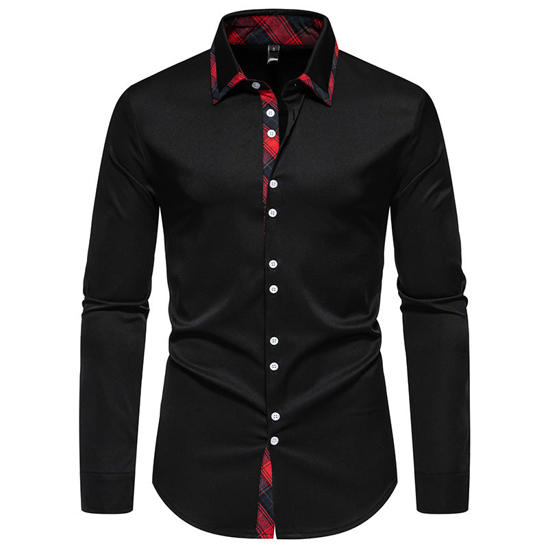 Men's long sleeve shirt with modern check pattern and elegant button placket Lisslune