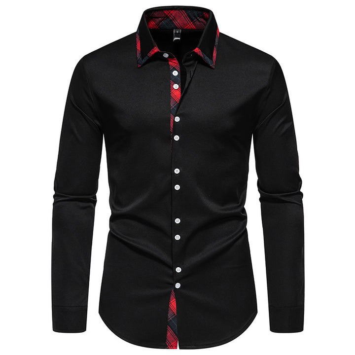 Men's long sleeve shirt with modern check pattern and elegant button placket Lisslune
