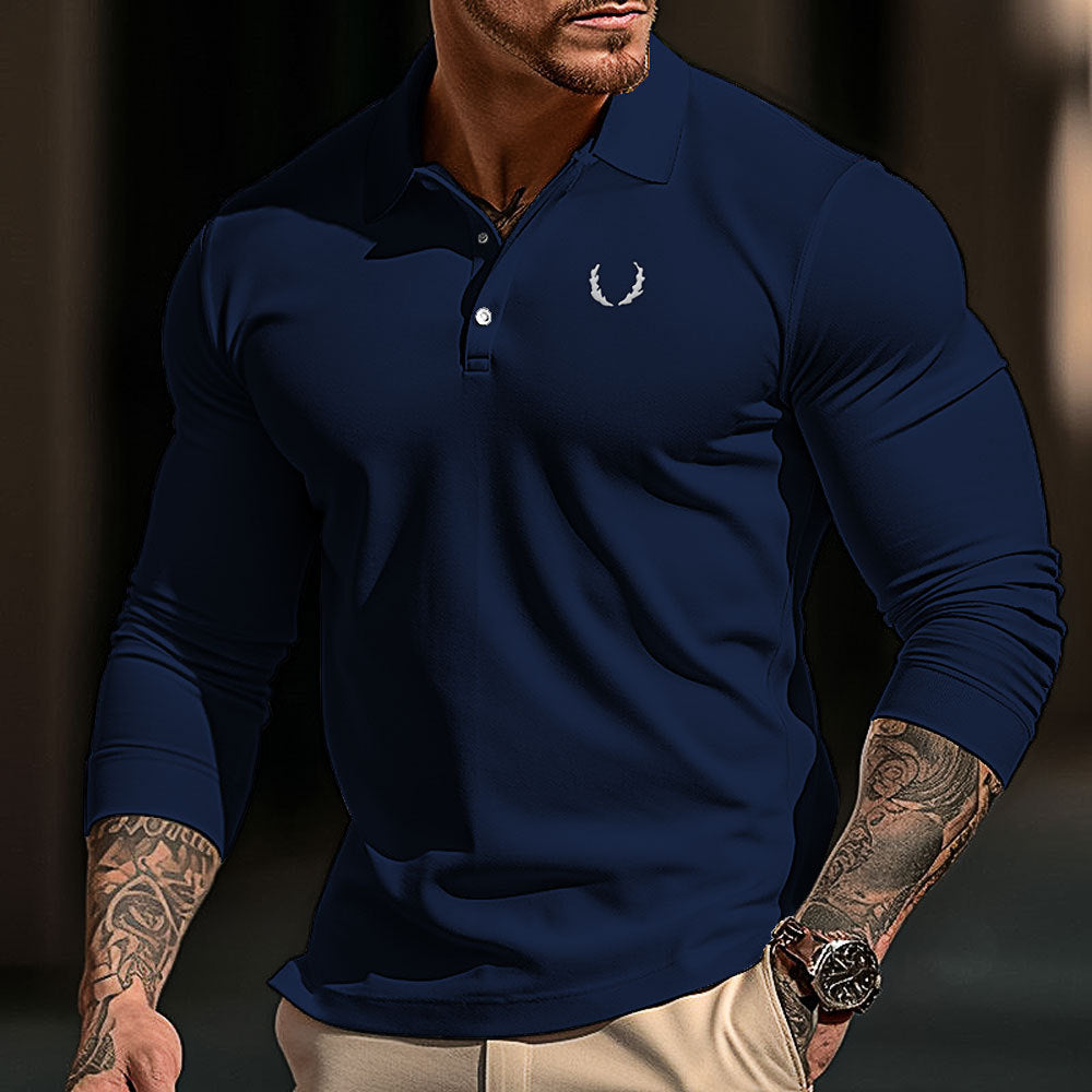 Men's sporty long sleeve polo shirt with breathable material and elegant collar Lisslune