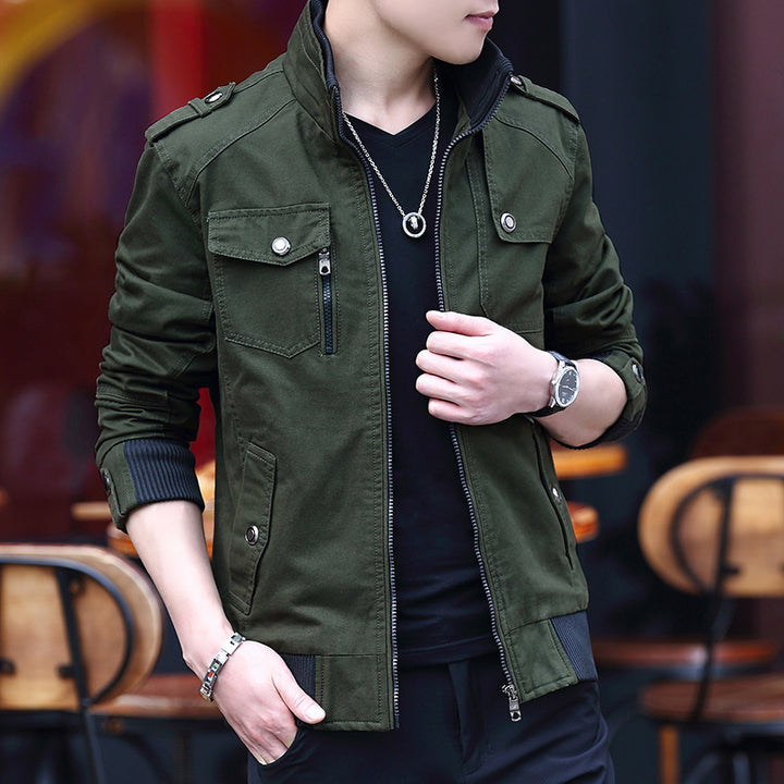Men's stylish casual jacket with practical pockets and stand collar Lisslune