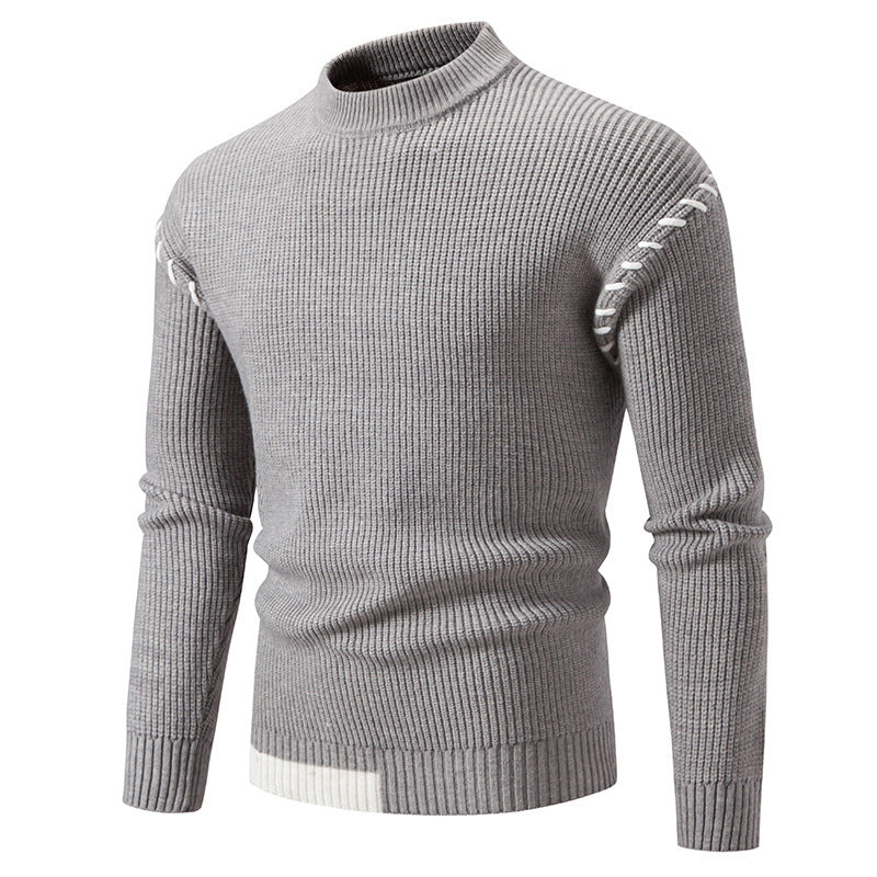 Men's fashionable knit sweater with high collar and unique cable design Lisslune