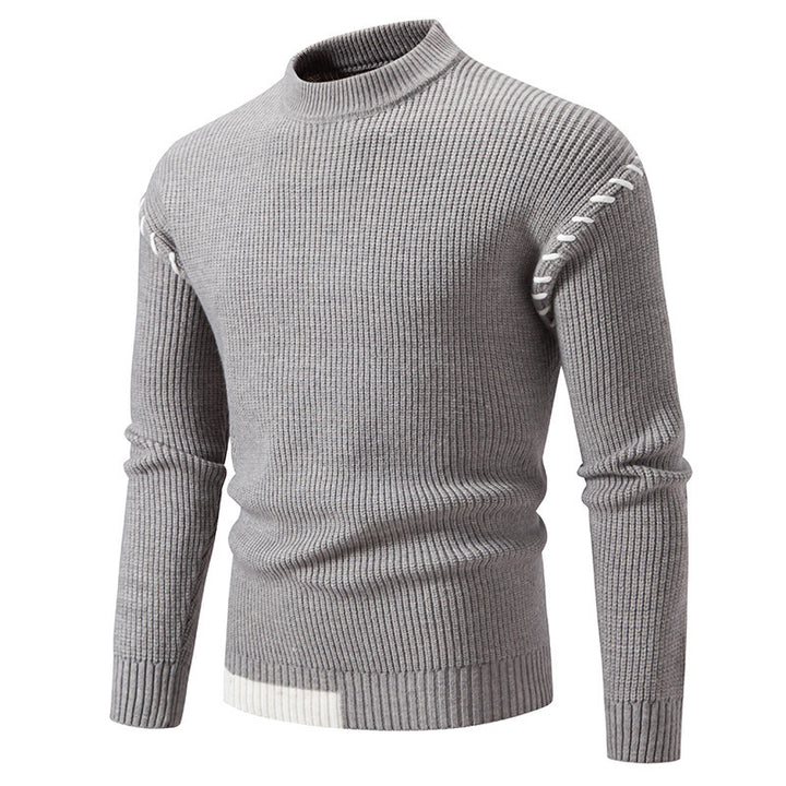 Men's fashionable knit sweater with high collar and unique cable design Lisslune