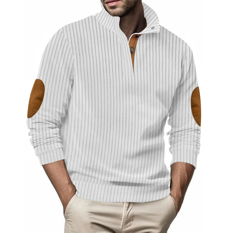 Men's quilted pullover with textured design and contrast patches Lisslune