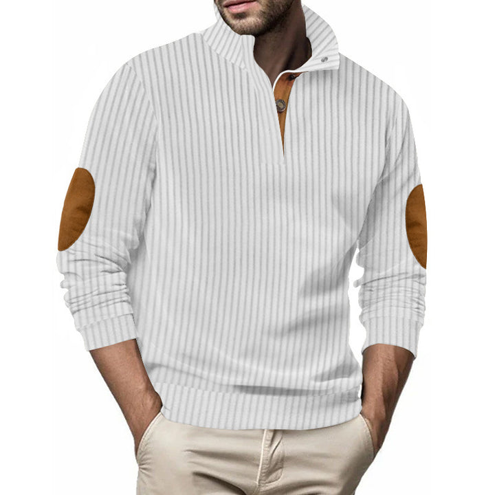 Men's quilted pullover with textured design and contrast patches Lisslune