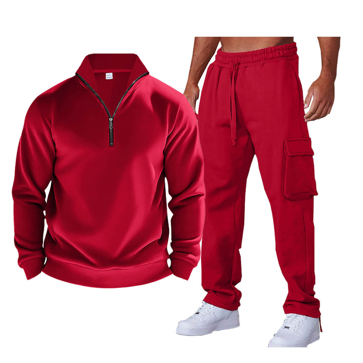 Men's Leisure Set with Practical Pockets and Fashionable Stand-Up Collar Lisslune