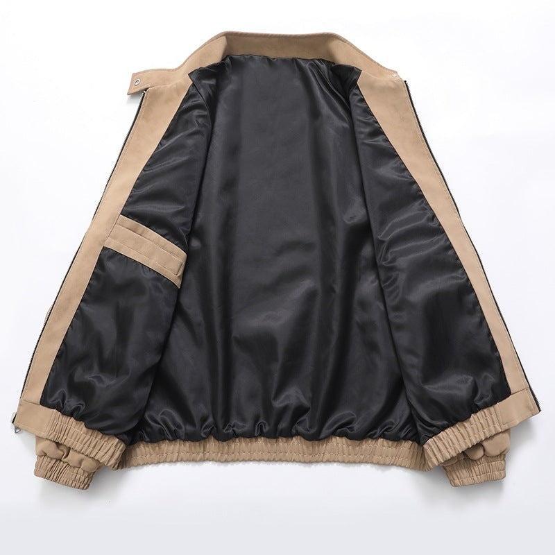 Men's stylish synthetic leather jacket in a modern design with elastic cuffs Lisslune