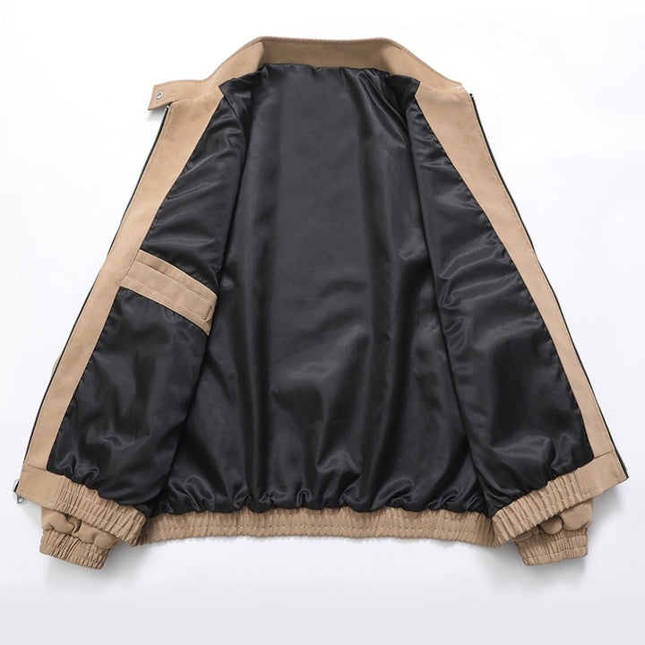 Men's stylish synthetic leather jacket in a modern design with elastic cuffs Lisslune