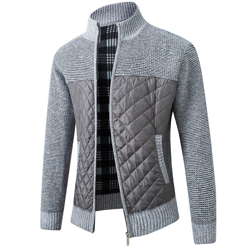 Men's modern quilted jacket with knitted top and high collar Lisslune