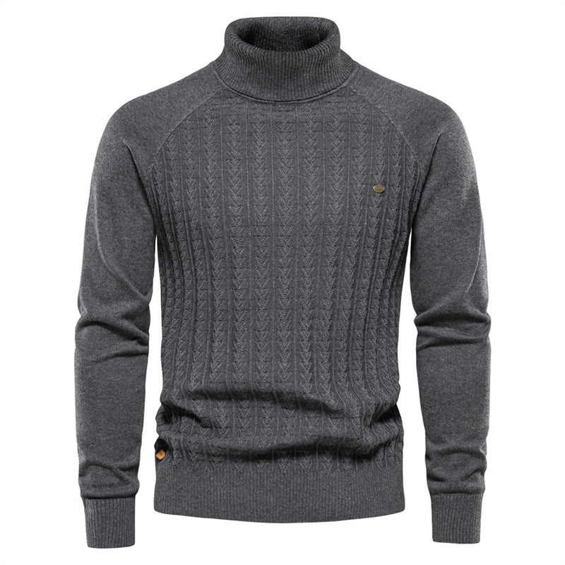 Men's knitted pullover with fashionable stand-up collar and textured design Lisslune